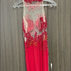 2 prom dresses and a pair of heels to match